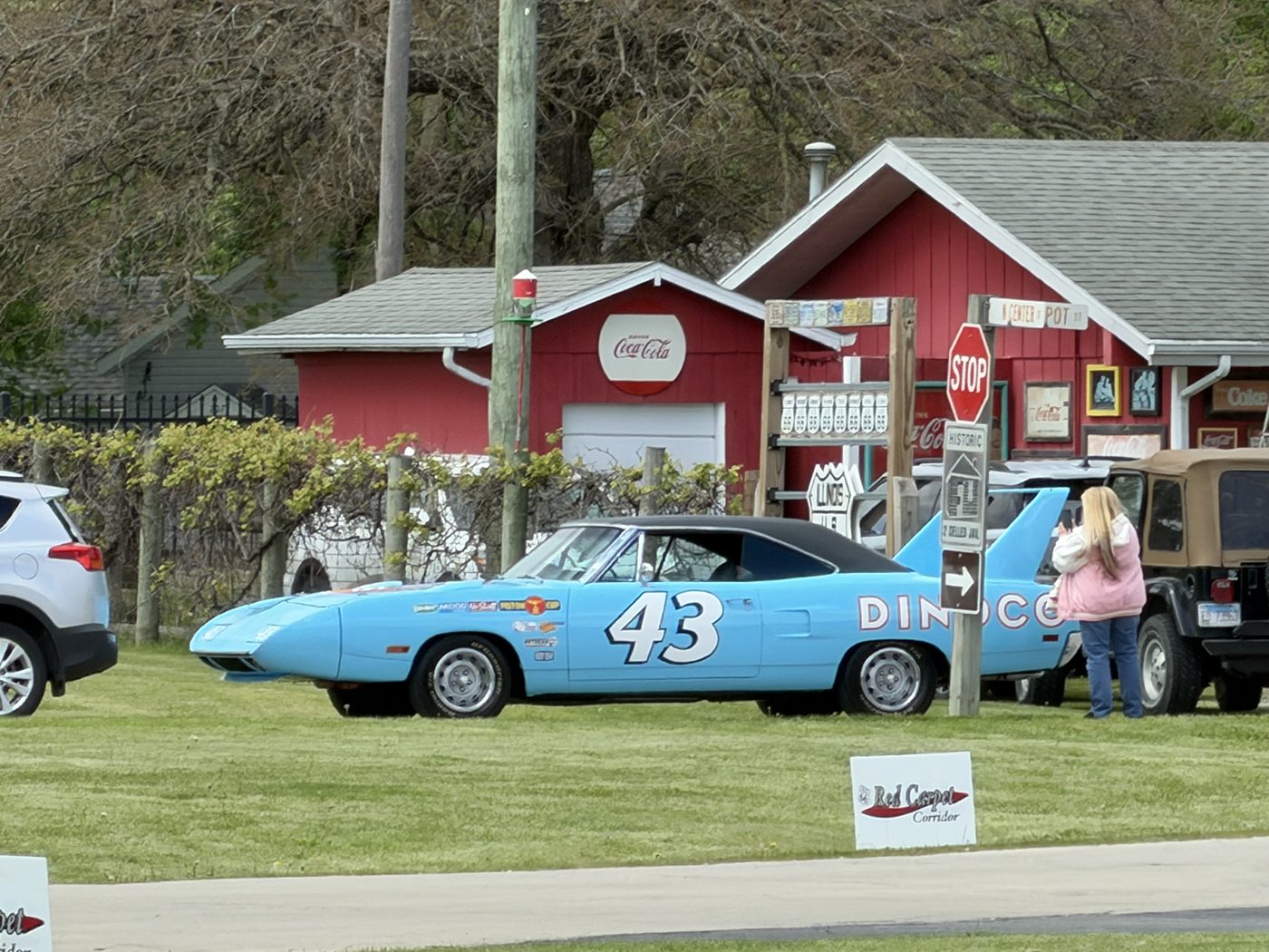 Classic Dodge Daytona #43 Dinoco car at Route 66 Red Carpet Corridor event