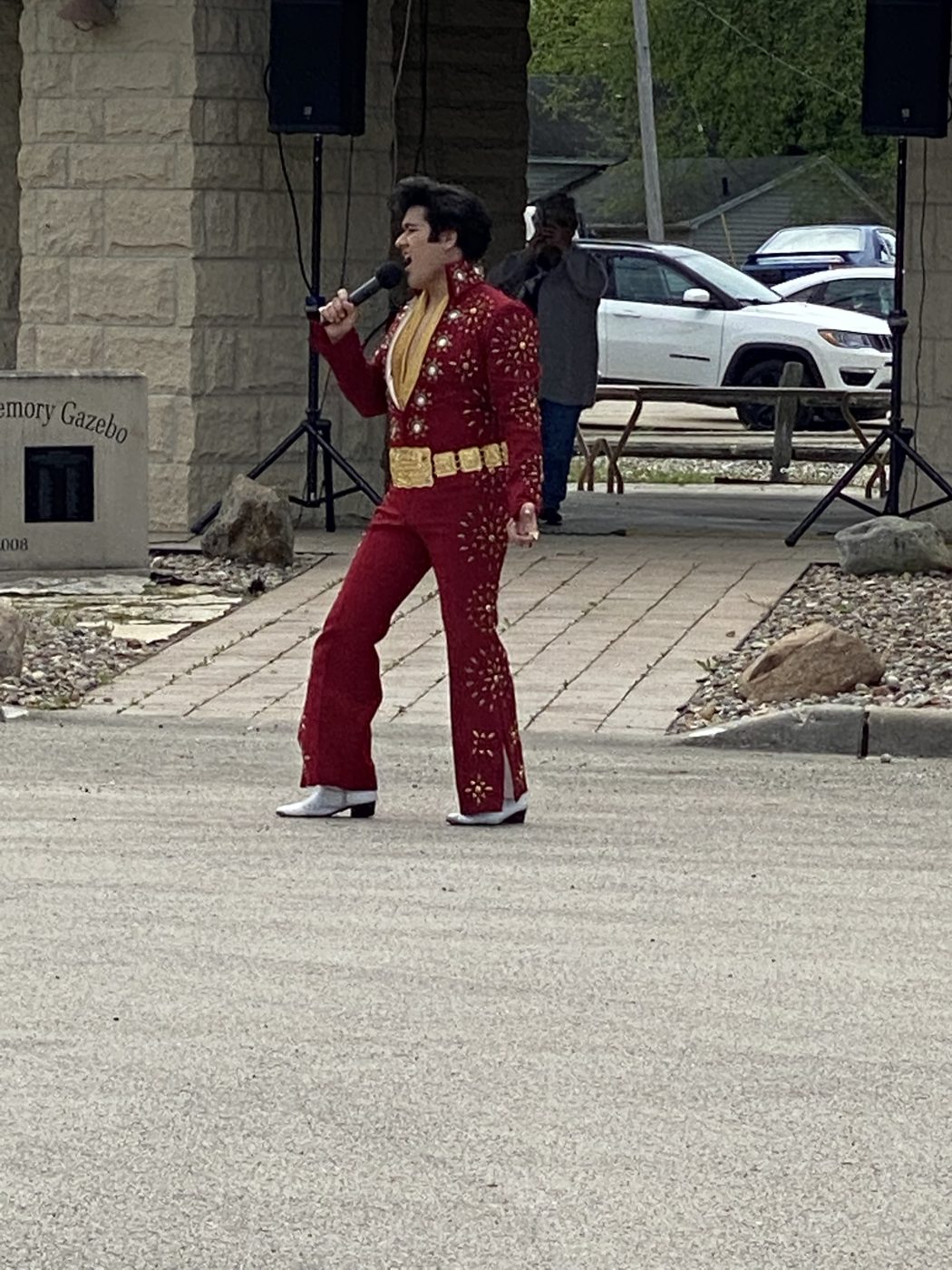 Elvis tribute artist performing live at the Route 66 event